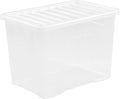 Wham Crystal 3 x 80L Stackable Plastic Storage Boxes with Lids | Ideal for Home, Office, Toys & More | Large Boxes | Made in UK - Clear