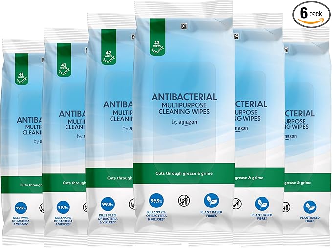by Amazon Antibacterial Multipurpose Cleaning Wipes, fresh, 252 Count, 42 count (Pack of 6)