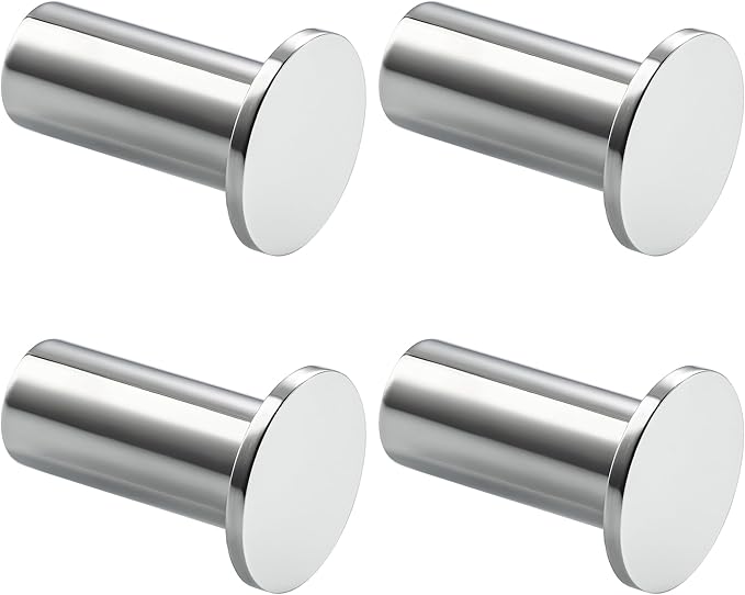 SAYAYO Coat Hooks Wall Mounted 4PCS Chrome Door Hooks for Hanging Towels Wall Hook SUS304 Stainless Steel Heavy Duty for Bathroom Kitchen Home to Hang Clothes, Keys, Hats, Bags