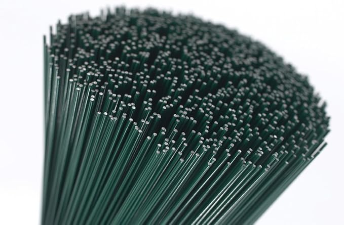 (250x0.7) 250g green lacquered (300 Wires) 10" Florists Thin Stub Wire 22 Gauge