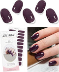 JMEOWIO Gel Nail Stickers Wine Red Purple Semi Cured Gel Nail Strips Wraps UV/LED Nails Art Design Decoration Accessories