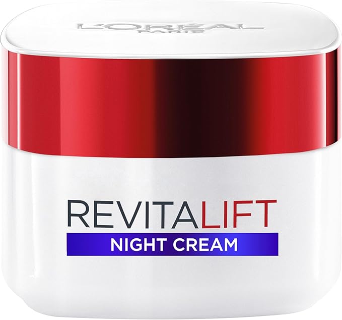 L’Oréal Paris Revitalift Hydrating Night Cream, Anti-Wrinkle Moisturising Formula to Reinforce Skin Elasticity, Smoother and Firmer Skin, Pro-Retinol and Elasti-Peptides, 50ml