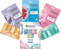Garnier Sheet Mask Discovery Collection, Face & Eye Sheet Masks for Dehydrated, Dull and Tired Skin, With Hyaluronic Acid and Glycerine, Skin Active, Pack of 5