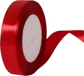 20mm Red Satin Ribbon for Gift Wrapping, 22M Fabric Ribbon for Crafting, Sewing, Christmas, Hair Bows and Cake Decoration