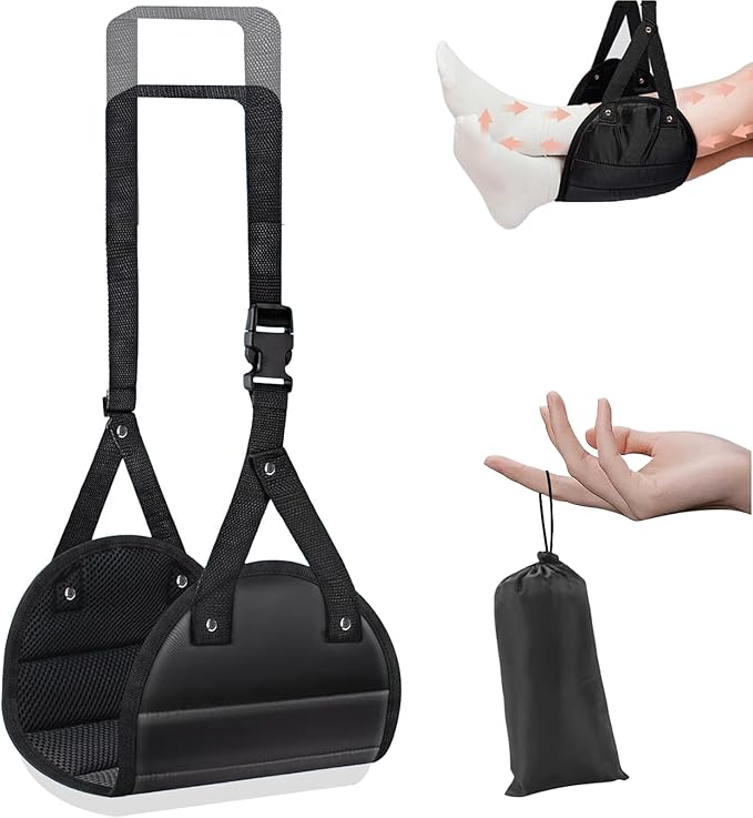 Portable Foot Hammock for Airplane Travel - Adjustable Flight Foot Rest for Adults & Kids, Lightweight Airplane Essentials, Ergonomic Support for Long Flights