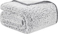 EMME Fuzzy Fleece Throw Blanket - Ultra Soft Warm Sherpa,228 x 228cm Microfiber Cozy Blanket for Couch, Sofa - Lightweight, Fuzzy, Thick, Reversible - Grey