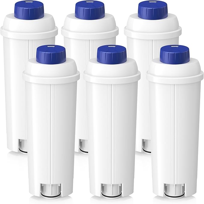 DLSC002 Water Filter for DeLonghi Coffee Machine, Water Filter Replacement Compatible with De'Longhi ECAM, Esam, ETAM, BCO, EC Series Coffee Machine (6 Pack)