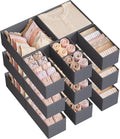 SONGMICS RDZ006G04 Storage Box for Drawer, Set of 18, Drawer Organiser, Folding Box, Underwear Organiser, Fabric Box for Socks, Underwear, Bras, Ties and Scarves, Slate Grey