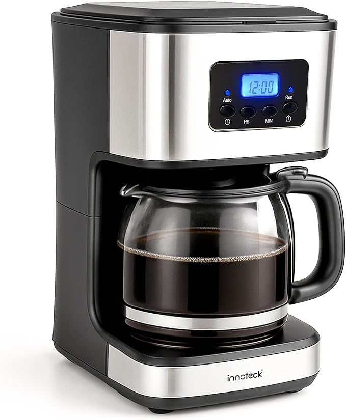 Innoteck Programmable Filter Coffee Machine 1.5L – Drip Coffee Maker with Timer, 900W Fast Brewing, 40-Min Keep Warm, Anti-Drip System, Reusable Filter & Glass Carafe, for Instant Coffee, Espresso