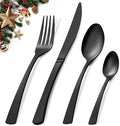 Cutlery Set, BEWOS 16-Piece Matt Black Stainless Steel Flatware Set, Silverware Tableware Set with Spoon Knife and Fork Set, Service for 4, Easy Clean/Dishwasher Safe