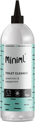 Miniml Eco Toilet Cleaner Spearmint & Peppermint 1L - All Natural Limescale Remover, Descaler and Heavy Duty Refill Rim & Bowl Cleaning Liquid Antibacterial Bleach - 100% Vegan & Cruelty Free