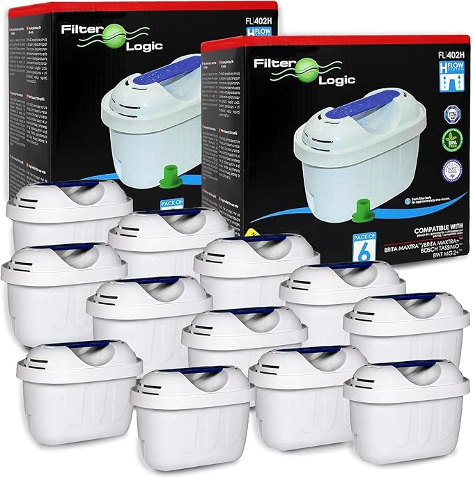 2 x 6 PK (12 Filters) of Universal Water Filter Cartridges Compatible to Brita® Maxtra+® Plus, Maxtra Pro® All-in-1, Marella® Jug, Brita® Kettle, Refill