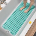 HITSLAM Non Slip Bath Mat for Tub, 101 x 40cm Extra Long Shower Mat Anti Mould, Machine Washable Bathroom Bathtub Mat with Suction Cups and Drain Holes, Soft on Feet, Clear Green