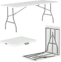 6ft Folding Trestle Table 180cm – Heavy Duty Portable Folding Table with Carry Handle for Catering, Picnic, Camping, Garden, BBQ, Parties & Events – Indoor/Outdoor Use (White)