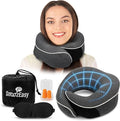 Travel Pillow for Adults | Memory Foam 360 Degree Neck Support with Removable Pillow Case | Includes Travel Bag, Eye Mask and Ear Plugs | Dark Grey | UK Brand