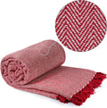 Emma Barclay Herringbone - Recycled Cotton Patterned Chair Sofa Setee Bed Throw Over Blanket in Red - 50x60 (127x152cm)