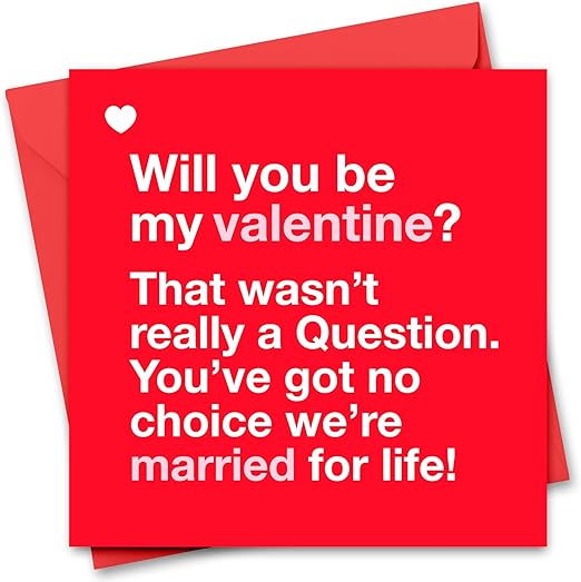 Funny Valentines Day Card for Husband or Wife - Valentine's Day Card for Him or Her - Valentine's Day Cards for Fiance Fiancee - Married For Life Valentine's Day Card