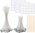 Candle Wicks for Making Candles, 50 Pcs 10cm/20cm Cotton Pre Waxed Candle Wicks with 4 Pcs Candle Wick Holders & 60 pcs Dot Stickers, for candle making Candle DIY