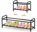 esonstyle 2 Tier Expandable Shoe Rack, Adjustable Metal Shoe Storage Organizer for Closet and Entryway, Sturdy Free Standing Shelf, Holds Up to 8-10 Pairs of Shoes