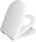 DERW D Shaped Soft Close Toilet Seat, Heavy Duty Premium Thermoplastic, Quick Release, Easy Clean and Install with Alignment Guide, Durable White Toilet Seat