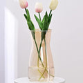 Amber Glass Vase - Premium Quality Flower Vase for Rustic & Modern Farmhouse Decor, Ideal for Table, Shelf & Entryway, Patented Design