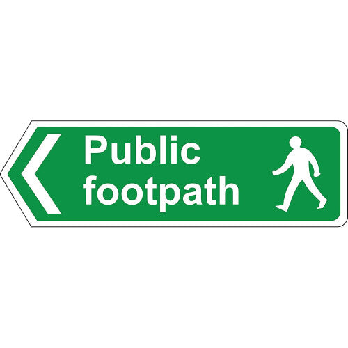 Public footpath left directional sign - 3mm Aluminium sign 330mm x 100mm