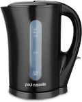 paul russells Electric Plastic Kettle, 2200W 1.7L, Hot water dispenser, Black Boil-Dry Protection, Auto Shut off Stirx Control