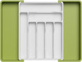 Lifewit Extendable Cutlery Drawer Organiser, Adjustable Cutlery Tray, Utensil Holder for Forks, Spoons, Knives, Plastic Kitchen Organiser and Storage, 9 Compartment, 33-57 x 38cm, Green& White
