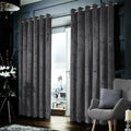 (Charcoal, 90" x 90" (228cm x 228cm)) Velvet Curtains Eyelet Ring Top Ready Made Lined Pair Panel