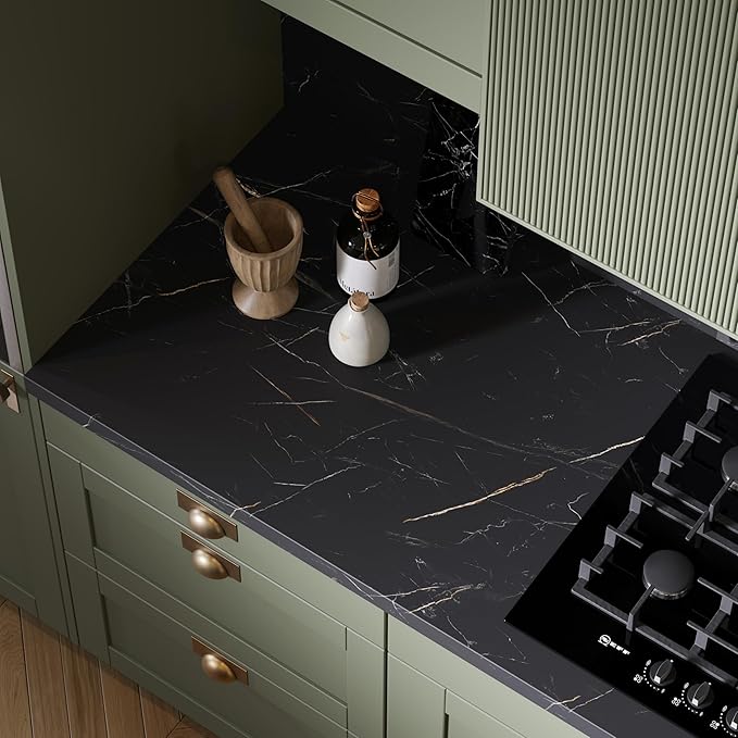Omega Modern Laurent Marble Square Edge Laminate Kitchen Edging Strip 3000 x 28mm, Matching Marble Effect Trim for Worktops and Breakfast Bars
