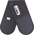 Grey Oven Gloves by Laffair - Charcoal Double Oven Gloves Grey Non-Slip Silicone Grip - Maximum Heat Protection