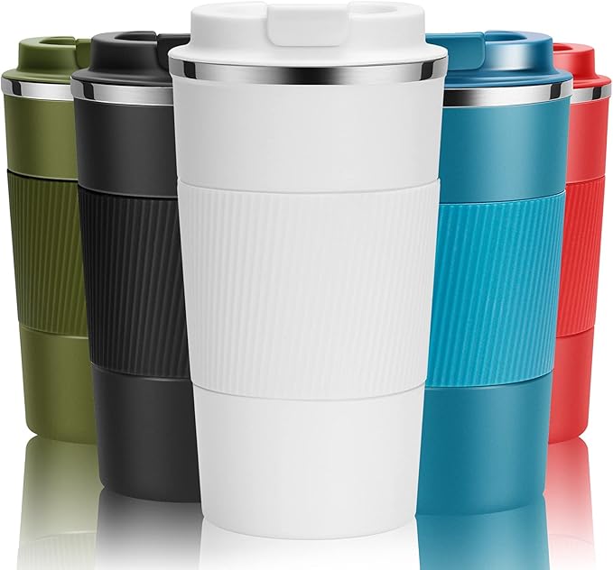 YINJOYI Travel Mug Reusable Coffee Cups Thermal Insulated Vacuum Insulation Stainless Steel Bottle for Hot Cold Drinks(White, 510ml)