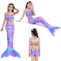 (YY028-2 Purple Blue, 120/6-7 Years) Girls Mermaid Tail Swimming Costume Swimmable Bikini Set Summer Swimsuit UK