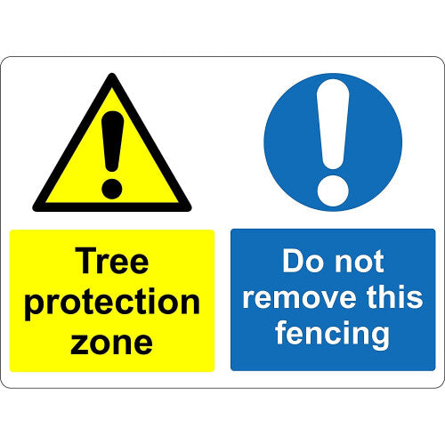 Tree protection zone do not remove this fencing Forest safety sign - 1.2mm Rigid plastic 300mm x 200mm