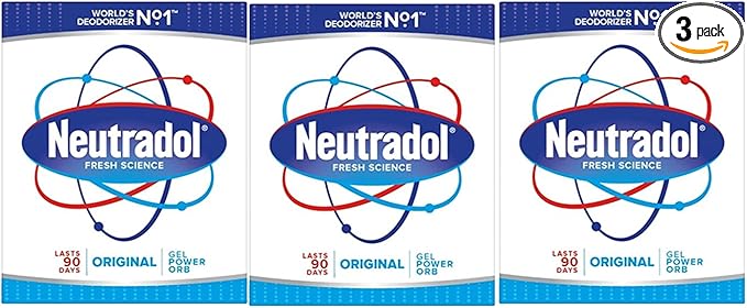 Neutradol Slow Release Gel, Air Freshener and Odour Eliminator, No Plug or Spray Needed, Original, Multipack of 3 x 135g