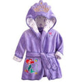 (4-5 Years, Purple Mermaid) Kids Boys Girls Hooded Bathrobe Mickey Minnie Dressing Gown Sleepwear Nightwear Pajamas