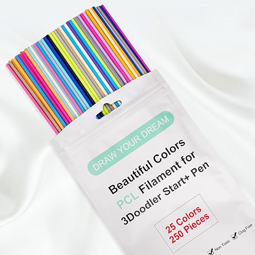 250 Strands 25 Colors 3D Doodler Refill Packs for 3Doodler Start+ Pen 2.5mm 3D Doodler Pen Refills PCL Only for 3Doodler Start+ Pen Each Color 10pcs Total 250 pcs