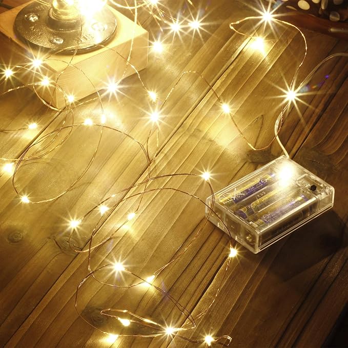 Makion 10M 100 LEDs Fairy Lights Decorative Fairy Battery Powered String Lights, Copper Wire Light for Indoor Lighting, Bedroom,Wedding, Christmas, Party, Home Decoration(33ft Warm White)[Energy Class A]