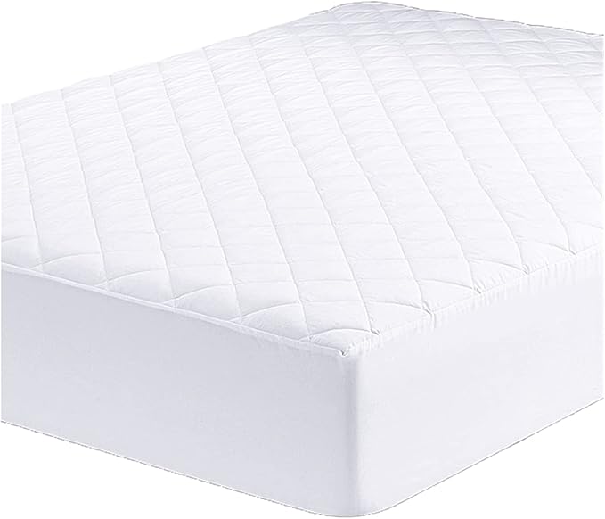 King Size Mattress Protector - Quilted Extra Deep Pocket Mattress Cover, Breathable Hypoallergenic and Noiseless Mattress Pad Fitted Bed Sheet (King 152 x 203 + 40 cm) White