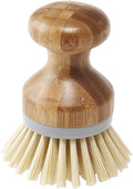 Addis Palm Dish Brush with Natural Bamboo, Natural & Grey, Grey/Wood, 6.7 x 6.7 x 9 cm 517683