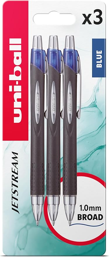 uni-ball SXN-210 RT Jetstream Rollerball 3pc Blister Blue Plastic Free Packaging