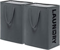 Large Laundry Basket 2-Pack 75L Tall Hampers Collapsible Washing Baskets for Laundry in the Dorm and Family, Foldable Laundry Hampers for Clothes, Toys, Towels, Grey Laundry Bin