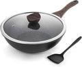 Kordisen Non Stick Induction Wok Pan, 30cm Deep Stir-Fry Pans with Lid, Stay Cool Handle, Compatible with All Stovetops, PFOA Free