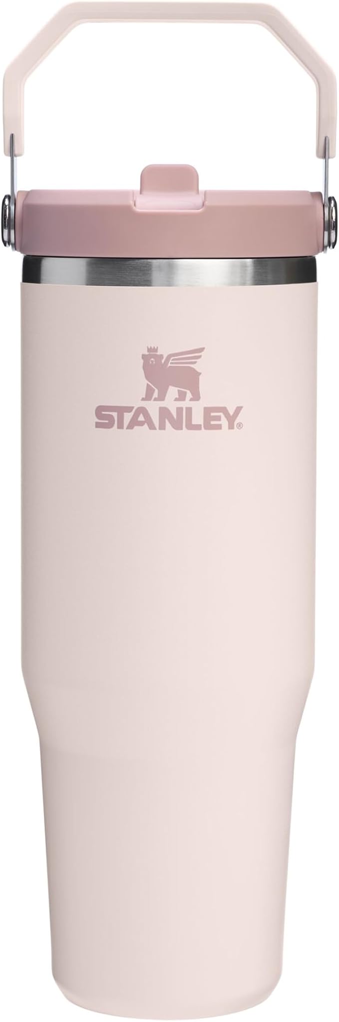STANLEY 1913 Flip Straw Tumbler 1.0 Water Bottle with Straw 0.89L - Keeps Cold for 12+ Hours - Easy to Carry - Dishwasher Safe - Stainless Steel Thermal Flask - BPA-Free Travel Mug - Rose Quartz