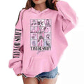 (Pink, 12-13 Years) Taylor Swift Print Kids Girls Hooded Sweatshirt Casual Long Sleeve Hoodies Loose Pullover Tops