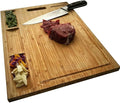 NIUXX Organic Bamboo Cutting Board for Kitchen, Reversible Chopping Board with 3 Built-in Compartments and Juice Grooves, Large Chopping Tray 43 x 32 x 2 cm, Meats Vegetable Bread Fruits Board