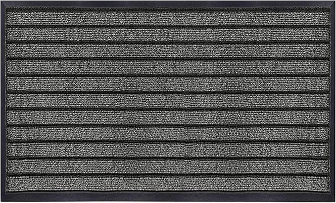 Hafaa Indoor & Outdoor Grey Door Mat 40x60 cm Non Slip Water Absorbent Rubber Mat Heavy Duty Floor Mats