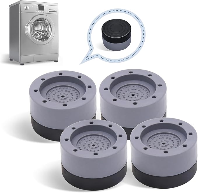 4PCS Washing Machine Feet Pads, Anti Vibration Mat,Rubber Feet Pad, Anti-slip Pad, Shock Absorber, Non-slip Fixed Anti-deviation, Used for Dryer, Washing Machine, Dishwasher (Gray)