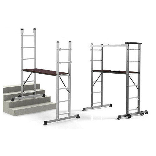 Heavy Duty Aluminum Telescopic Ladder Extendable Scaffold Platform