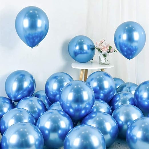 Blue Latex Balloon, 20pcs 12inch Metallic Balloons for Birthday Wedding Party Decoration